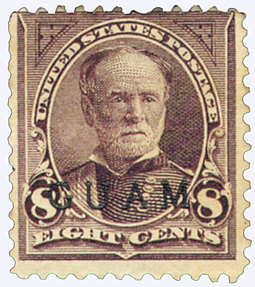 G7 - 1899 8c William T. Sherman, Violet Brown, Guam Black Overprint