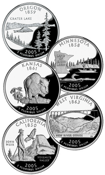 CN200525P - 2005 U.S. Statehood Quarters, P Mint set of 5