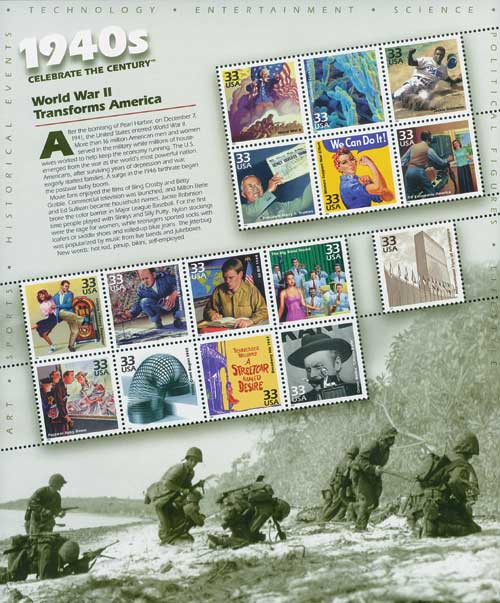 3186 - 1999 33c Celebrate the Century: 1940s - Mystic Stamp Company