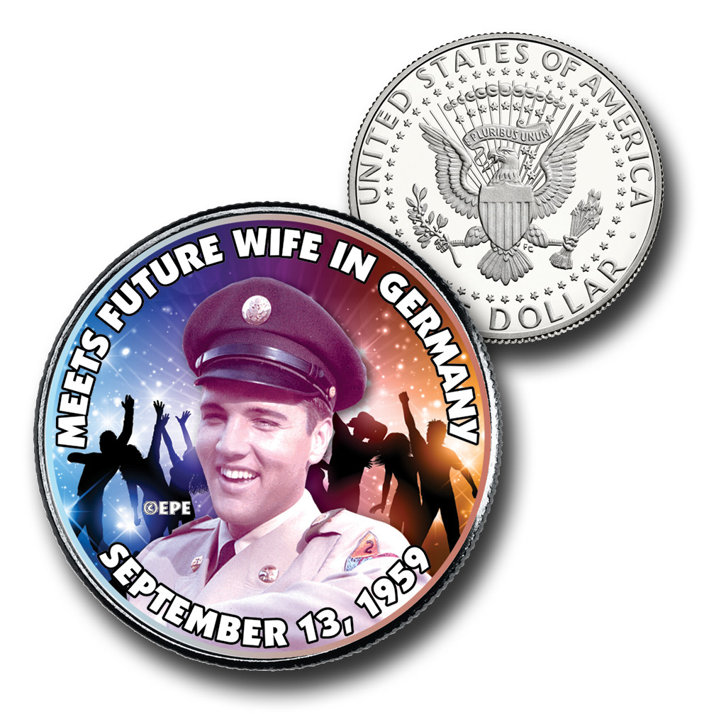 CNS1092 - Elvis Presley "Meets Future Wife in Germany " US Half Dollar Commemorative Coin
