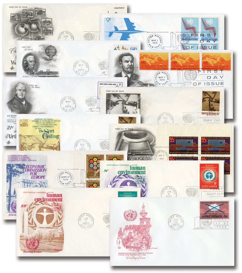 49721 - UN 1972 Year Set, 12 First Day Covers