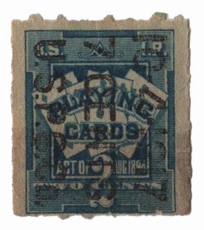 RF9 - 1917 7c on 2c Playing Card Stamp, Blue, Double Line Watermark ...