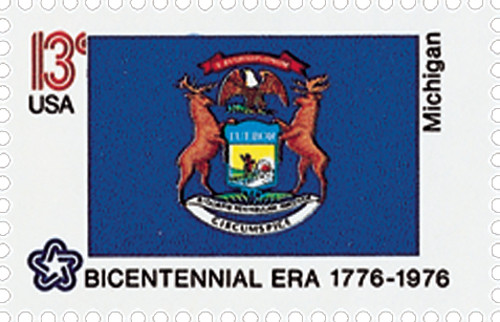 1658 - 1976 13c Bicentennial State Flags: Michigan