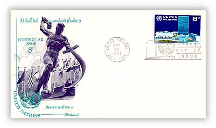 8A222 - 1971 8c United Nations Headquarters Building