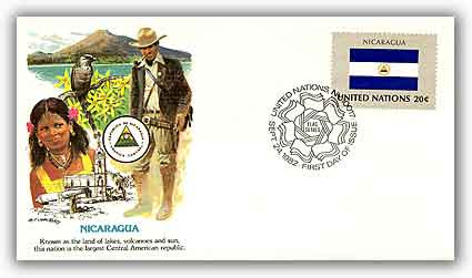 8A384 - 1982 20c Flags of the UN/Nicaragua
