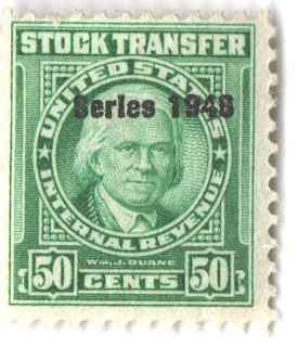 RD269 - 1948 50c Stock Transfer Stamp, Bright Green