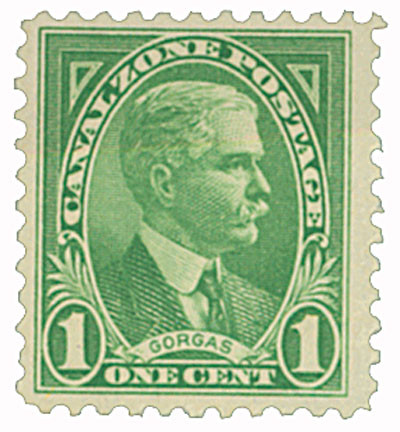 CZ105 - 1928-40 1c Major General William Crawford Gorgas, Green, Canal Zone