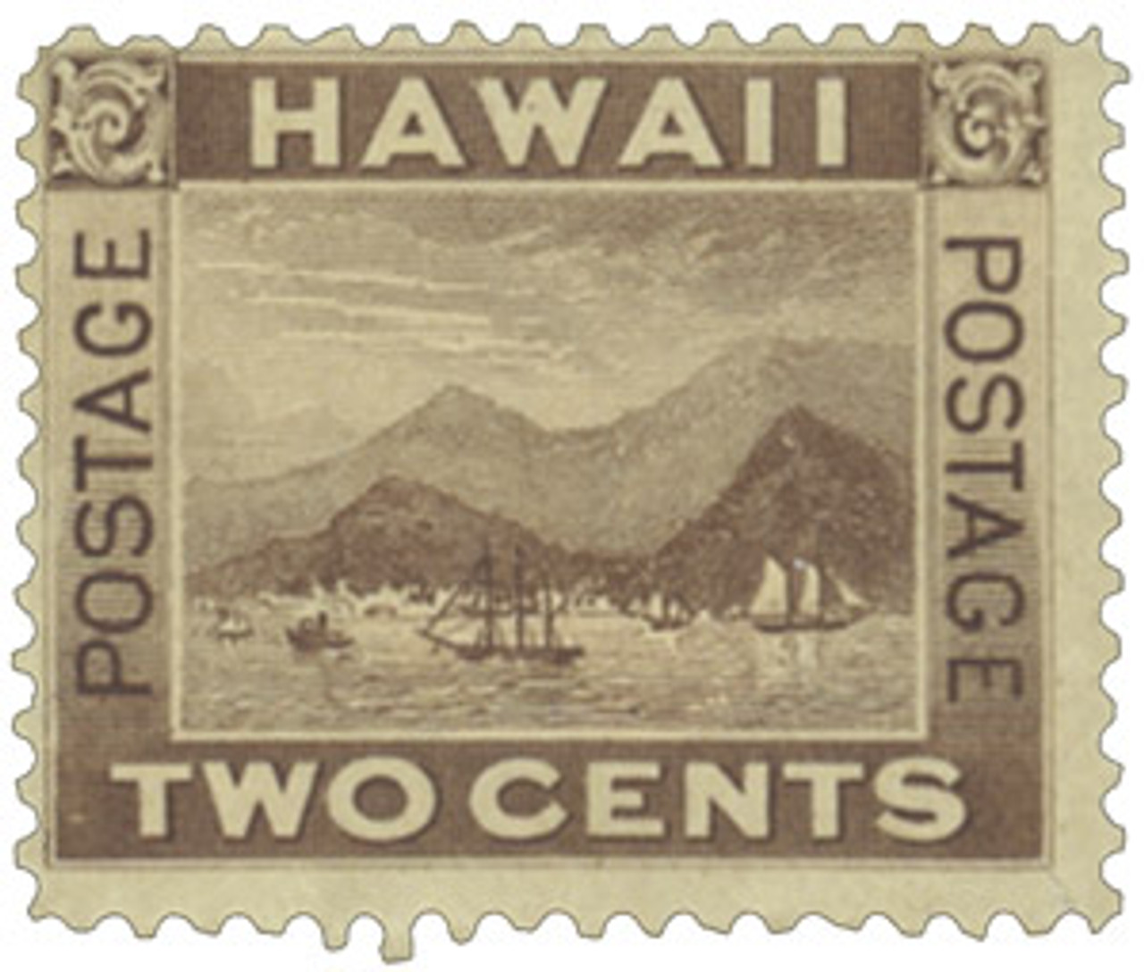 Hawaii’s 50th Anniversary Special Stamp H75 - 1894 2c Hawaii, brown, View of Honolulu - Mystic Stamp