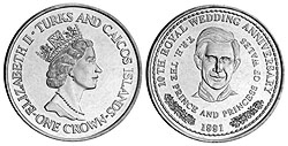 4538137 - 1996 Turks & Caicos 1991 Prince Charles Coin