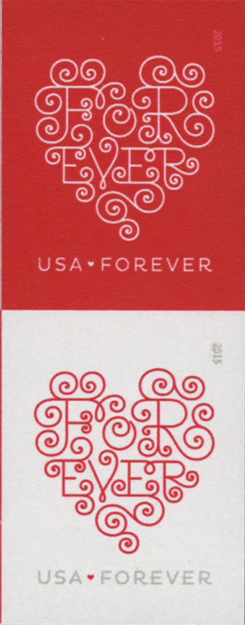 4955-56b - 2015 First-Class Forever Stamp - Imperforate Love