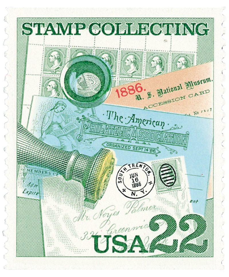 2198 - 1986 22c Stamp Collecting: Handstamped Cover - Mystic Stamp