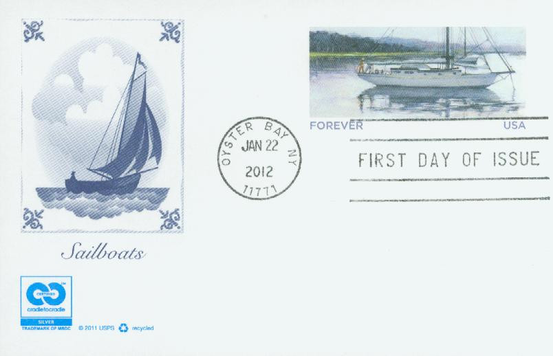 UX627 - 2012 32c Sailboat P. Card Single