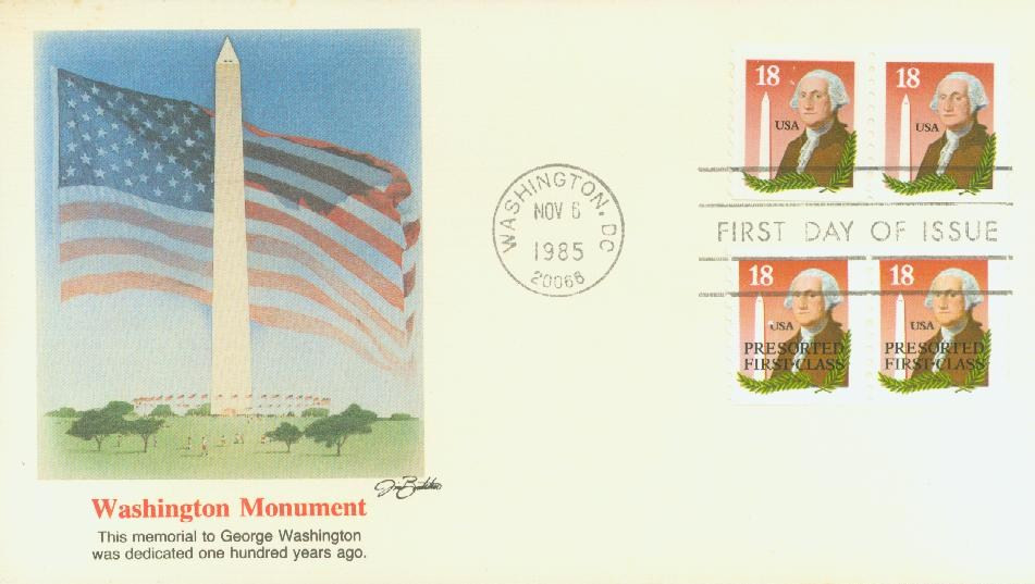 2149a - 1985 18c George Washington & Monument, Pre-Cancel