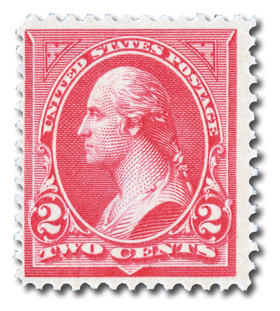 266 - 1895 2c Washington, Carmine, Double Line Watermark, Type II