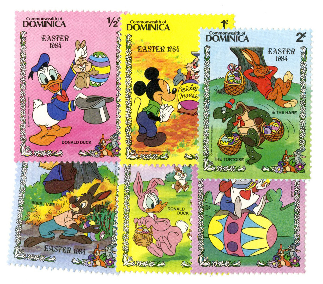MDS114 - 1984 Disney's Easter Bunnies, Mint, Set of 6 Stamps, Dominica