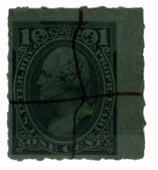 RB11c - 1875-81 1c Proprietary Revenue Stamp, Green, Rouletted 6