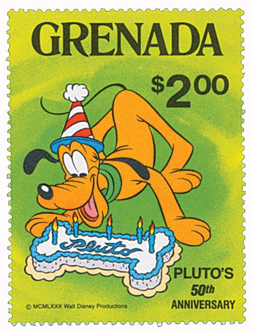 MDS301A - 1981 Disney Celebrates Pluto's 50th Anniversary, Mint Stamp, Grenada