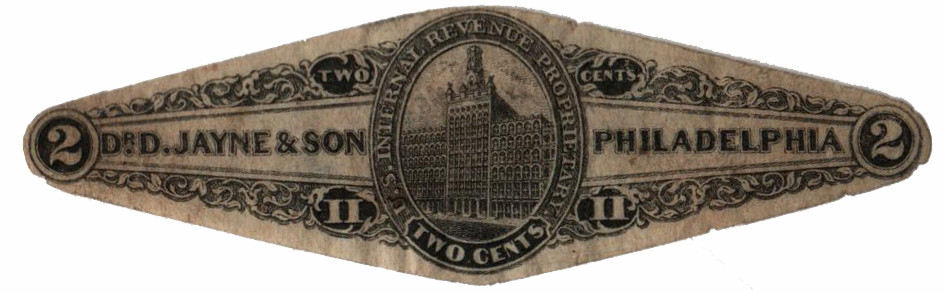 RS148a - 1862-71 2c Dr. D. Jayne & Son, Black, Old Paper, Die Cut