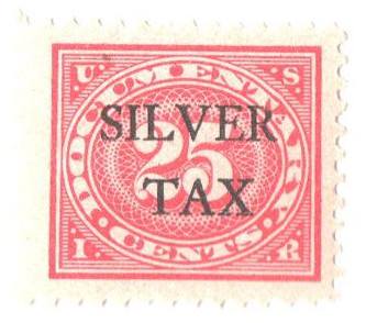 RG9 - 1934 25c Silver Tax, Carmine Rose, Perf. 11