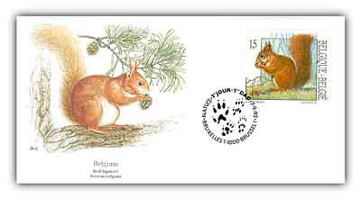117267A - 1992 Belgium 15fr Squirrel FDC