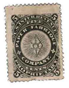 RU15c - 1877-78 5c Paper Fabrique Company, Black, Pink Paper