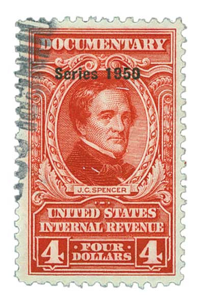 R551 - 1950 $4 U.S. Internal Revenue Stamp, Carmine - Mystic Stamp