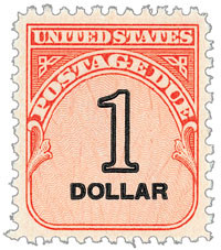 J100 - 1959 $1 Postage Due - Rotary Press, carmine rose, shiny gum