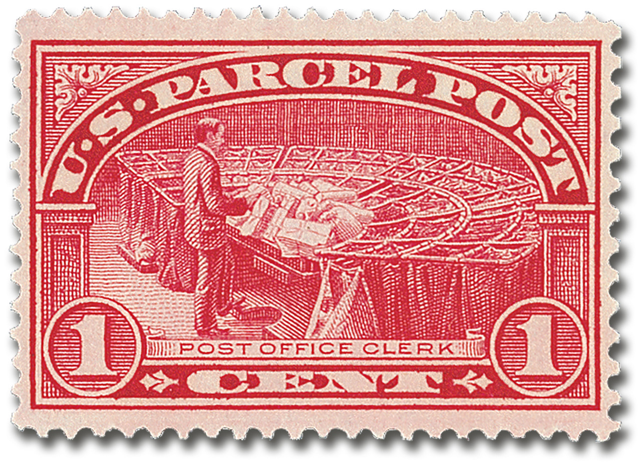 小包切手（アメリカ 1913年） Q1 - 1913 1c Parcel Post, Post Office Clerk - Mystic Stamp Company