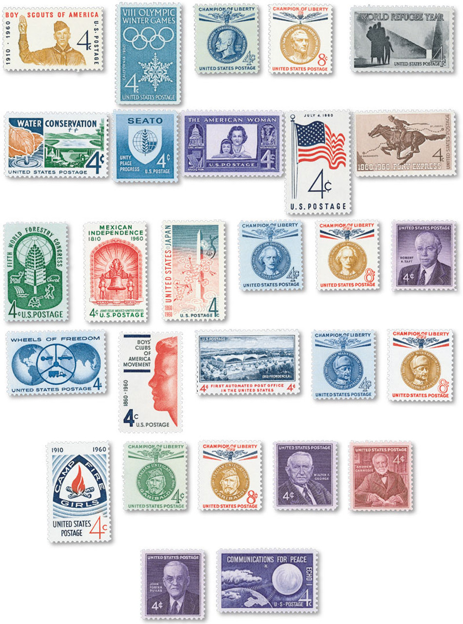 TRIAL POSTAGE STAMPS コレクション YS1960 - 1960 Commemorative Stamp Year Set - Mystic Stamp