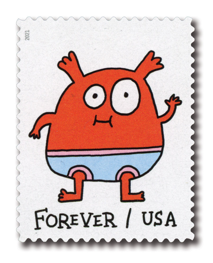 5639 - 2021 First-Class Forever Stamp - Message Monsters: Red