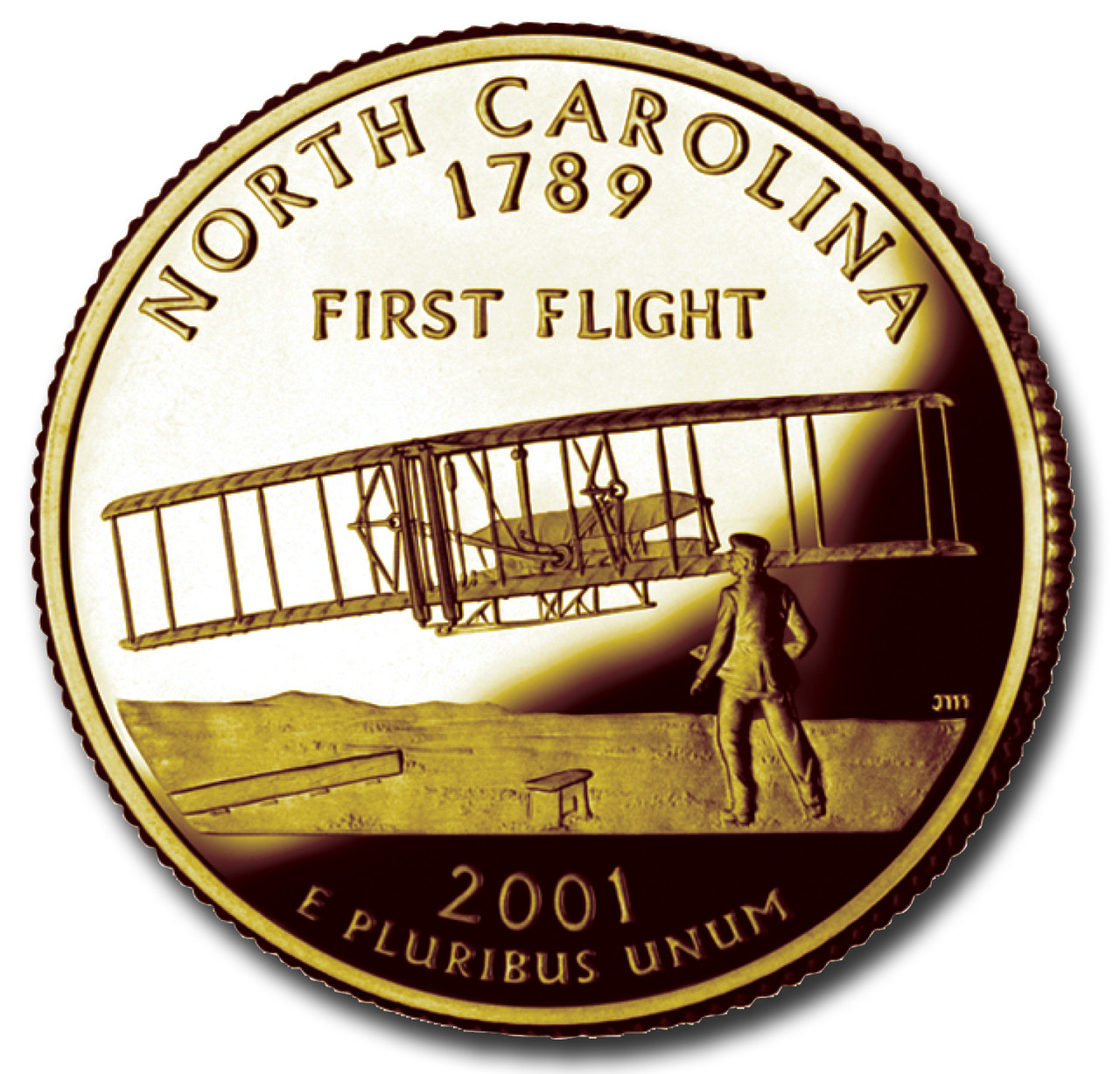 CNNC25G - 2001 N Carolina State Quarter gold plate