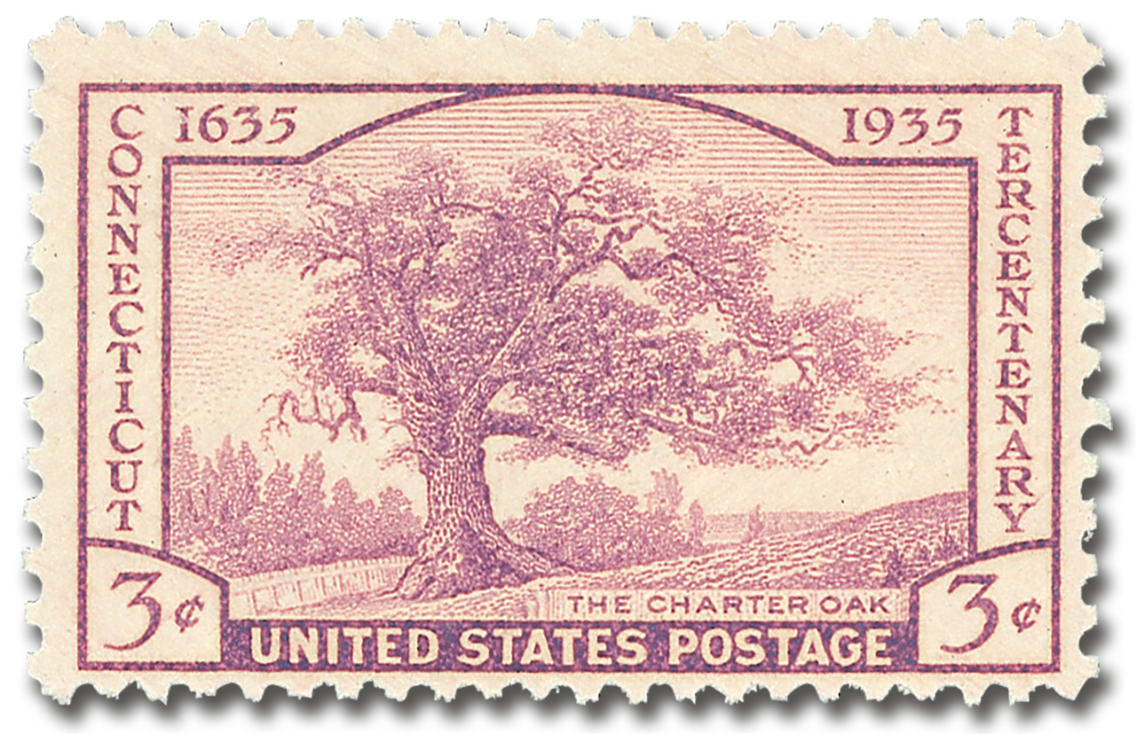 772 - 1935 3c Connecticut Tercentenary, Rose Purple, Perf .11x10.5