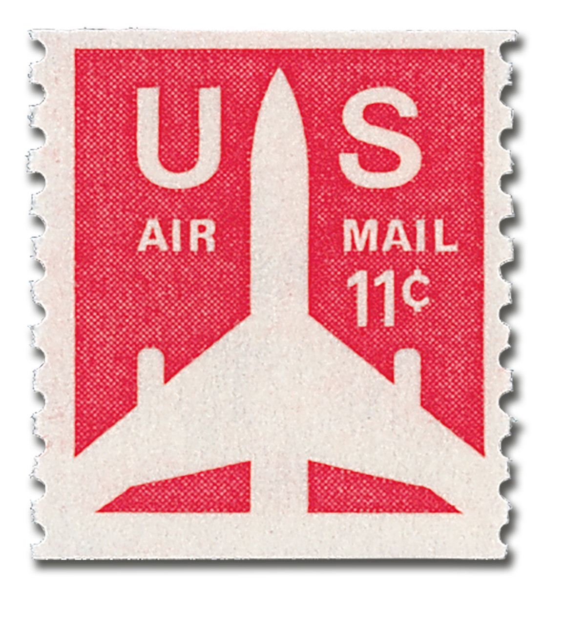 C82 - 1971 11c Silhouette of Jet Airliner, Carmine, Perf. 10 Vertically