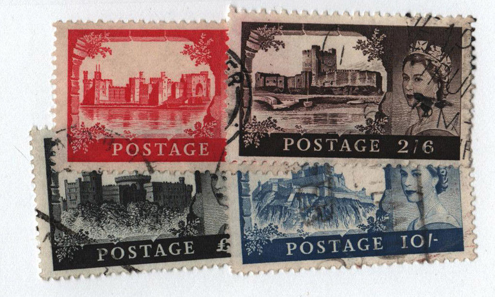 人文 marquiscount 371-74 - 1959 Great Britain, Castle Type of 1955 - Mystic Stamp