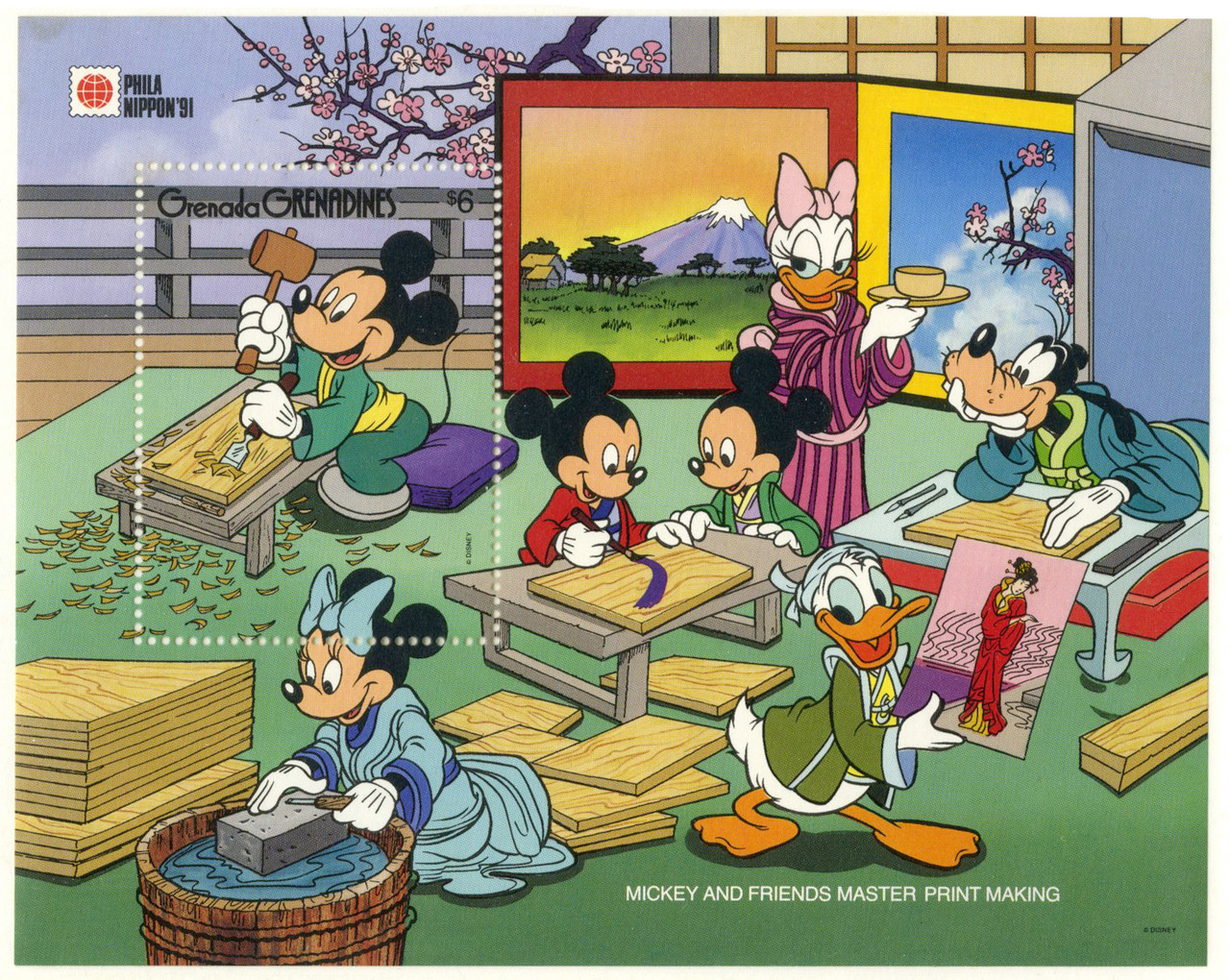 MDS347B - 1991 Disney & Friends At PHILANIPPON Stamp Show, Mint Souvenir Sheets, Grenada Grenadines