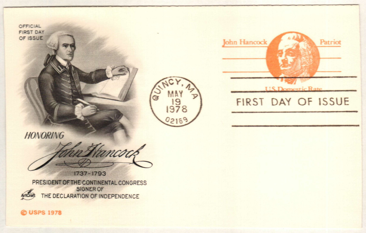 切手78 UY29 - 1978 10c Postal Card, John Hancock, Brown Orange - Mystic