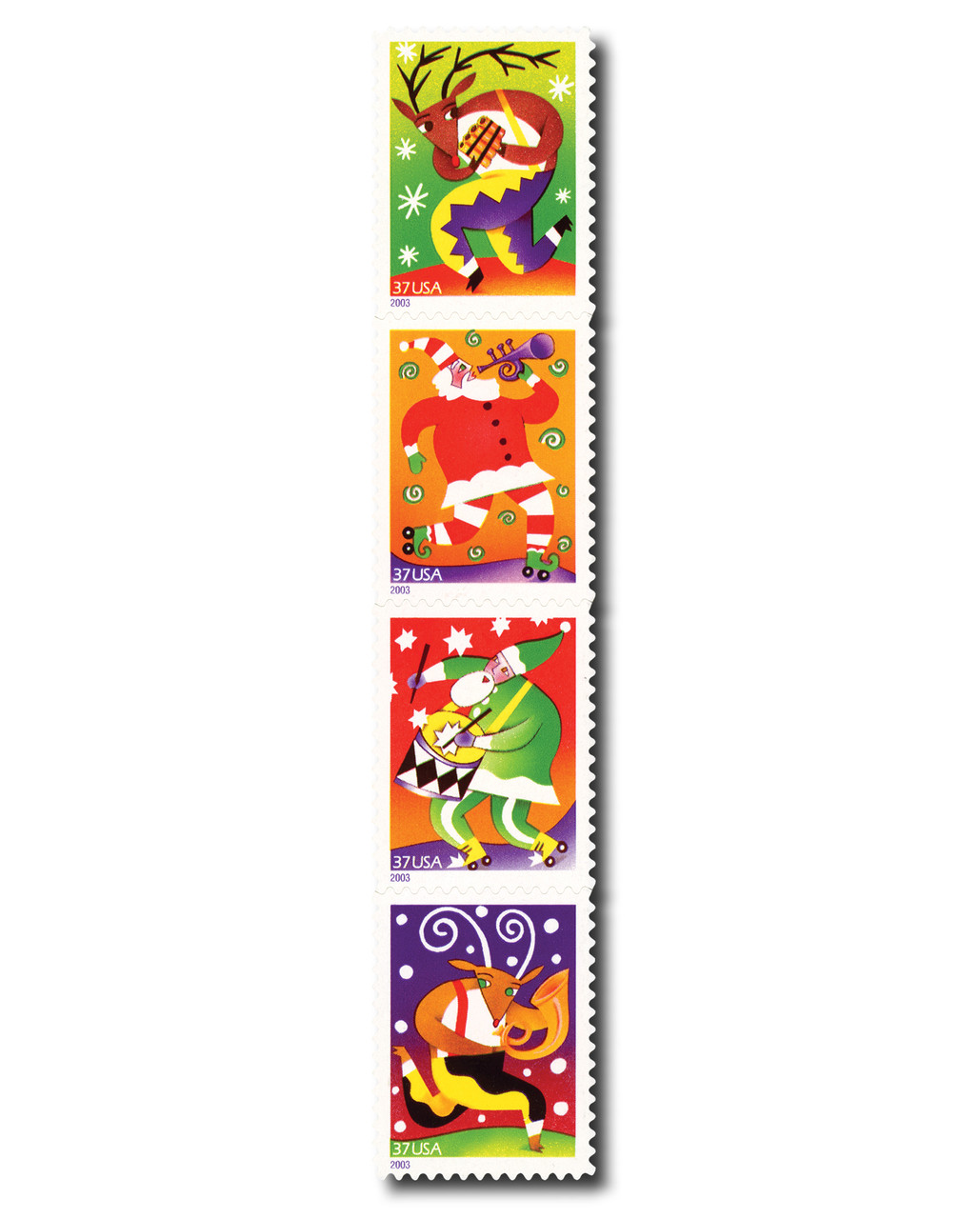 3821-24 - 2003 37c Holiday Music Makers - Mystic Stamp Company