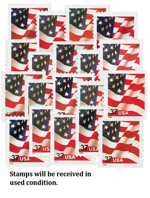 M8390 200204 US Flag Series, 19 used stamps Mystic Stamp Company