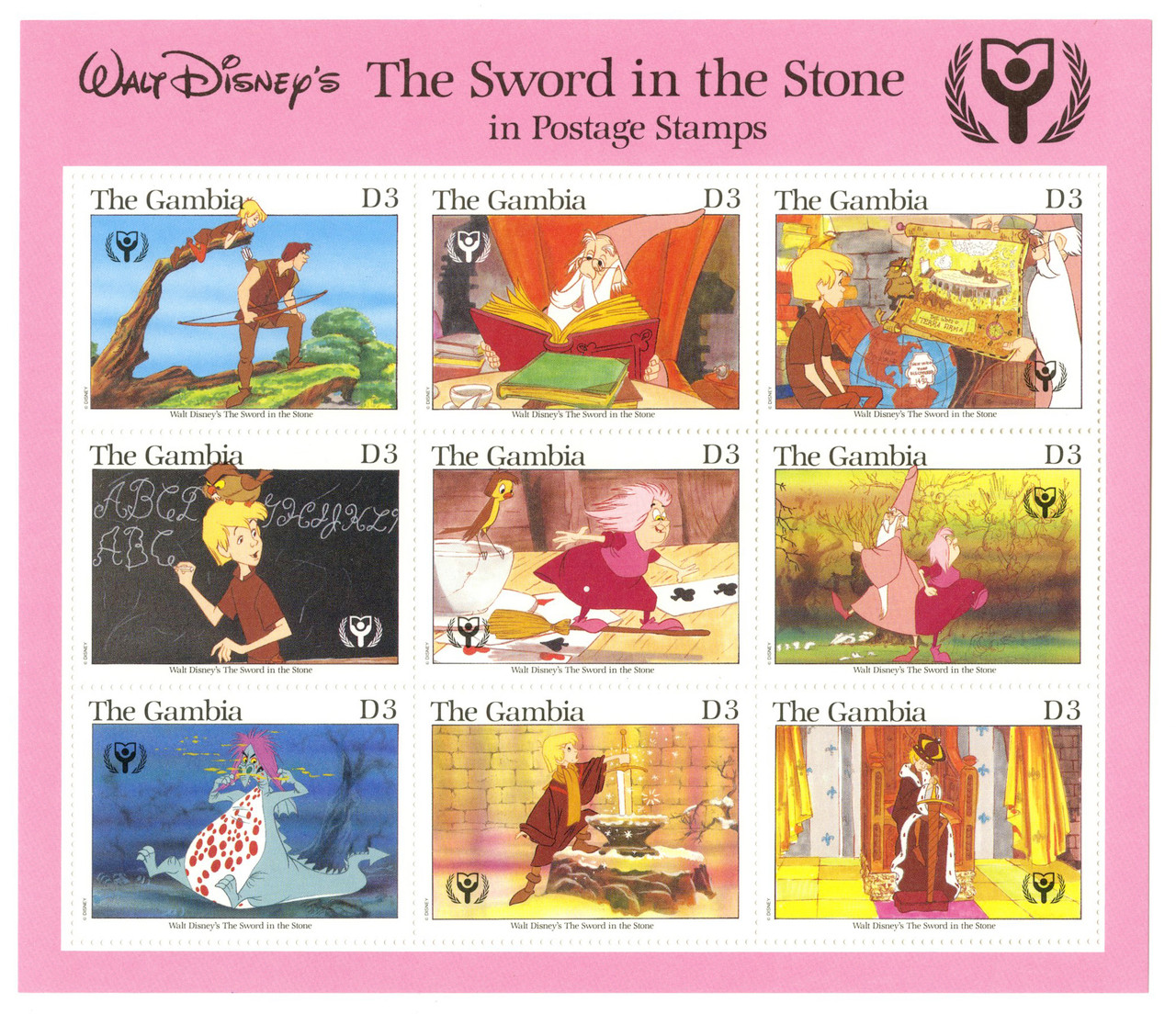 MDS277A - 1991 Disney Commemorates International Literacy Year, Mint Sheet of 9, Gambia