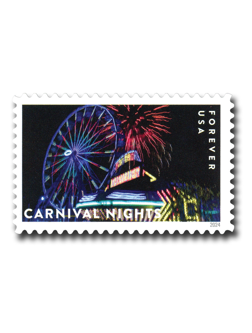 限定品ディズニー☆Authentic Postage Stanp 5861 - 2024 First-Class Forever Stamp - Carnival Nights: Purple
