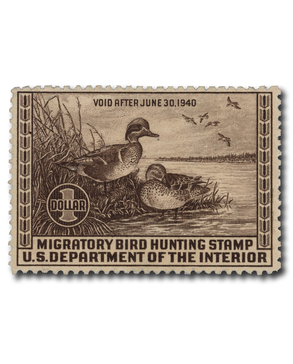 RW6 - 1939 $1.00 Federal Duck Stamp - Green-Winged Teal - Mystic