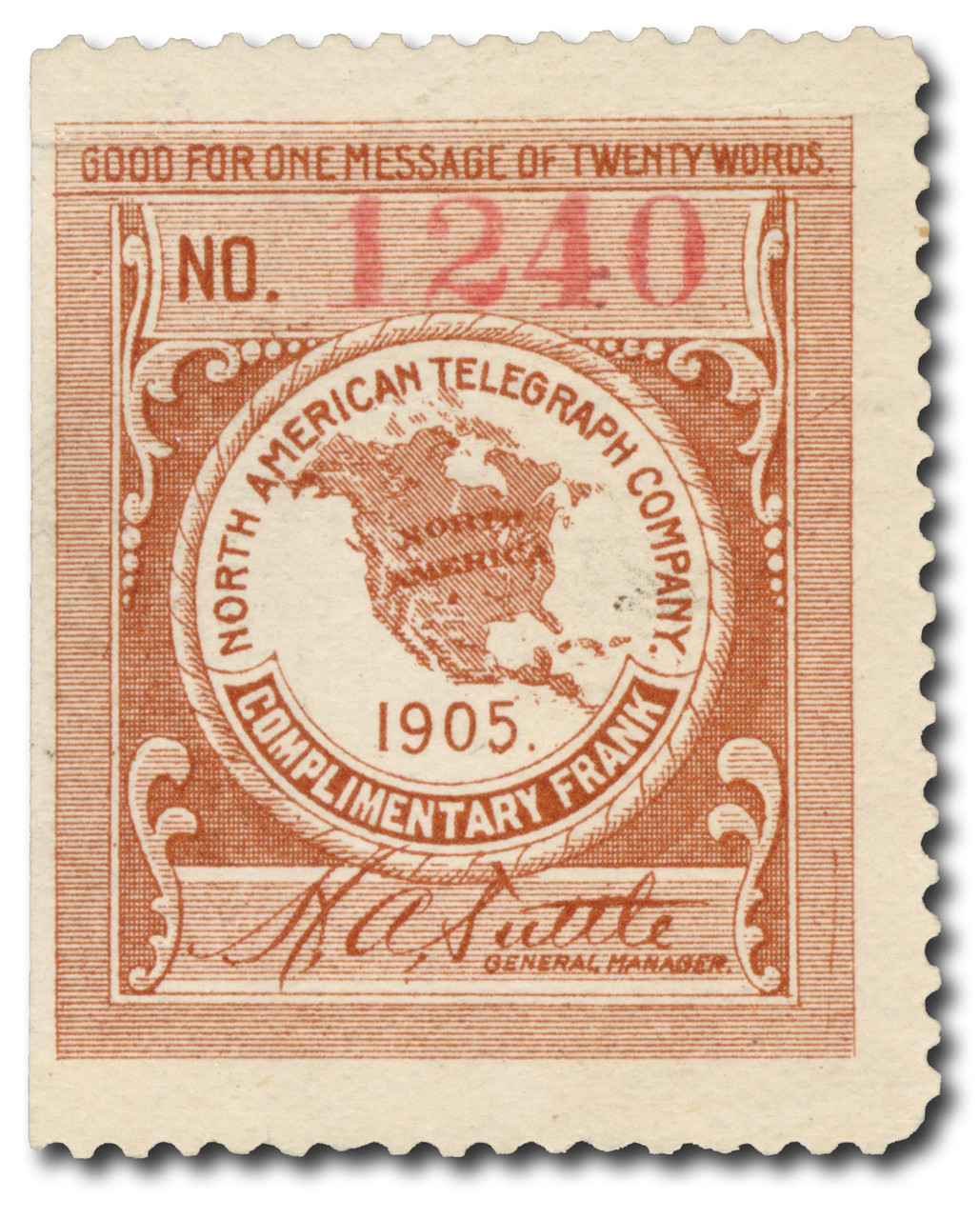 10T6 - 1905 North American Telegraph Company, Red Brown