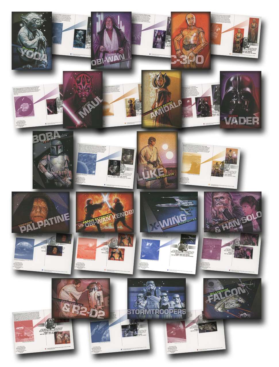 FD1022x - 41c Star Wars First Day of Issue stamped Post Cards