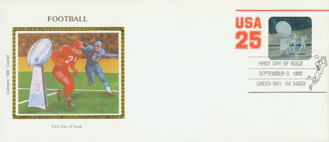 U618 - 1990 25c Vince Lombardi Trophy Hologram, Vermilion, Stamped