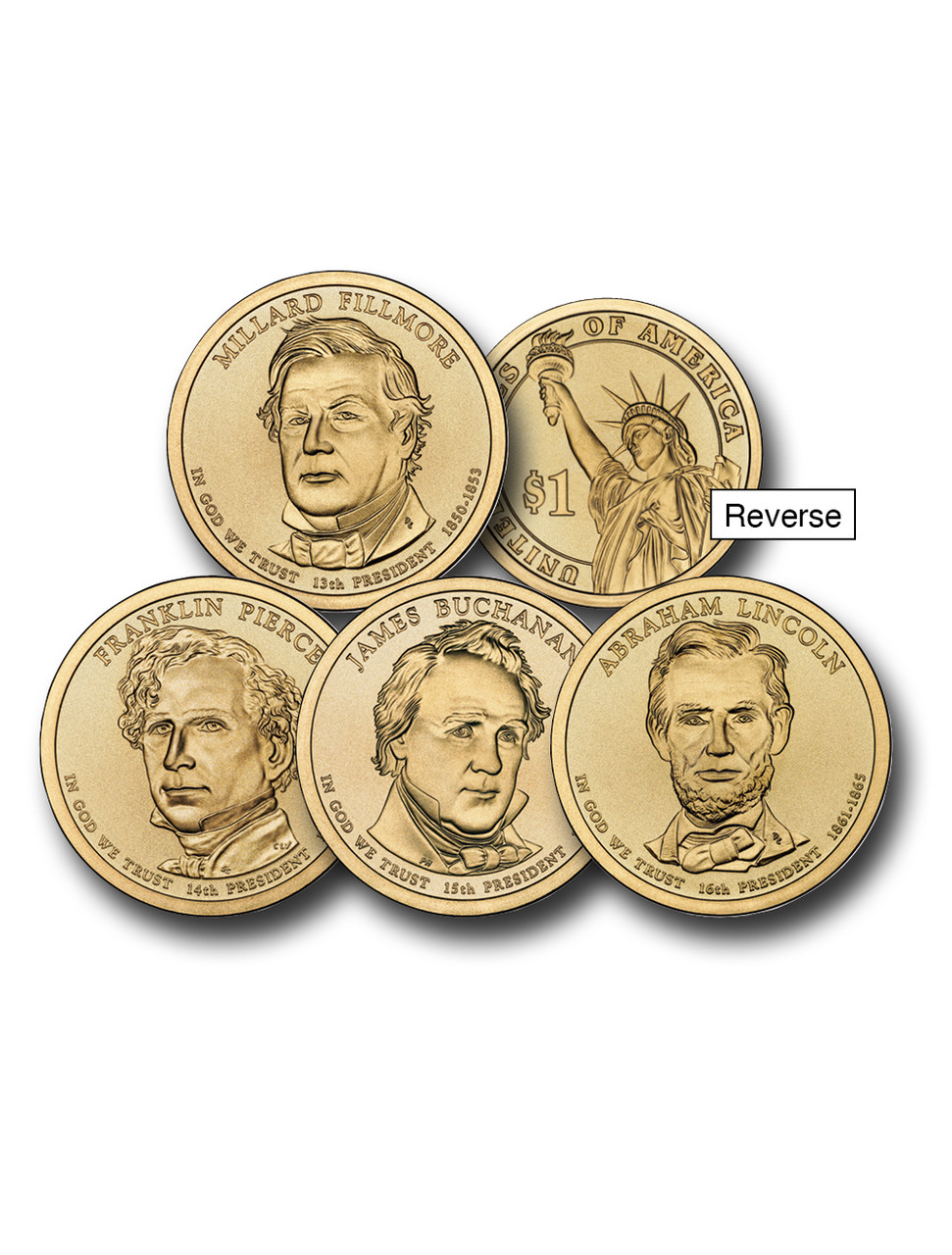 MCN111 - 2010 $1.00 US President Coins, Philadelphia Mint set of 4