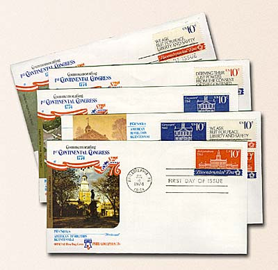 51741 - 1974 First Continental Congress Bicentennial First Day Covers Set of 5 with #1543-46