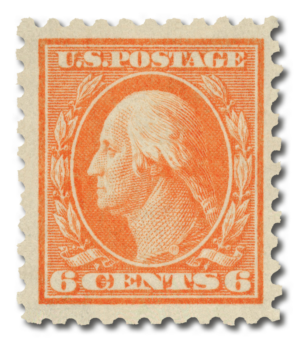 429 - 1914 6c Washington, Red Orange, Single Line Watermark, Perf. 10
