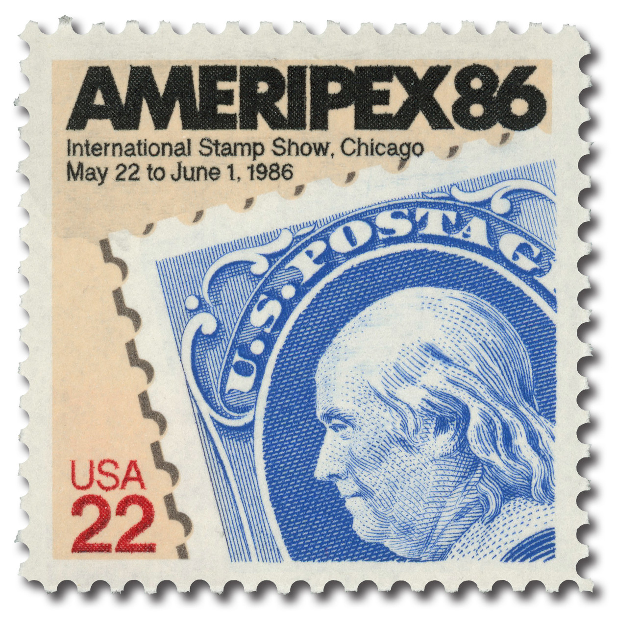 2145 - 1985 22c Ameripex '86 - Mystic Stamp Company