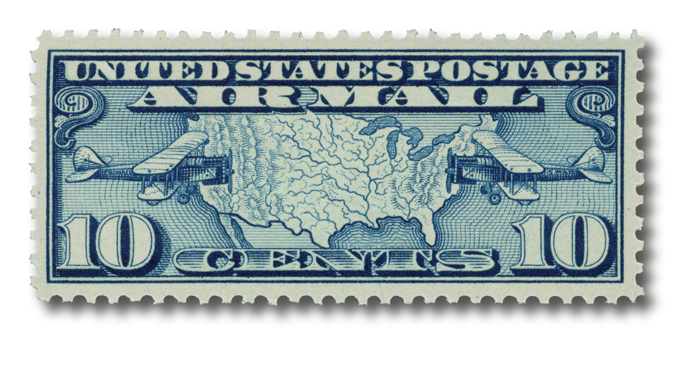 C7 - 1926 10c U.S. Map & Mail Planes, Dark Blue