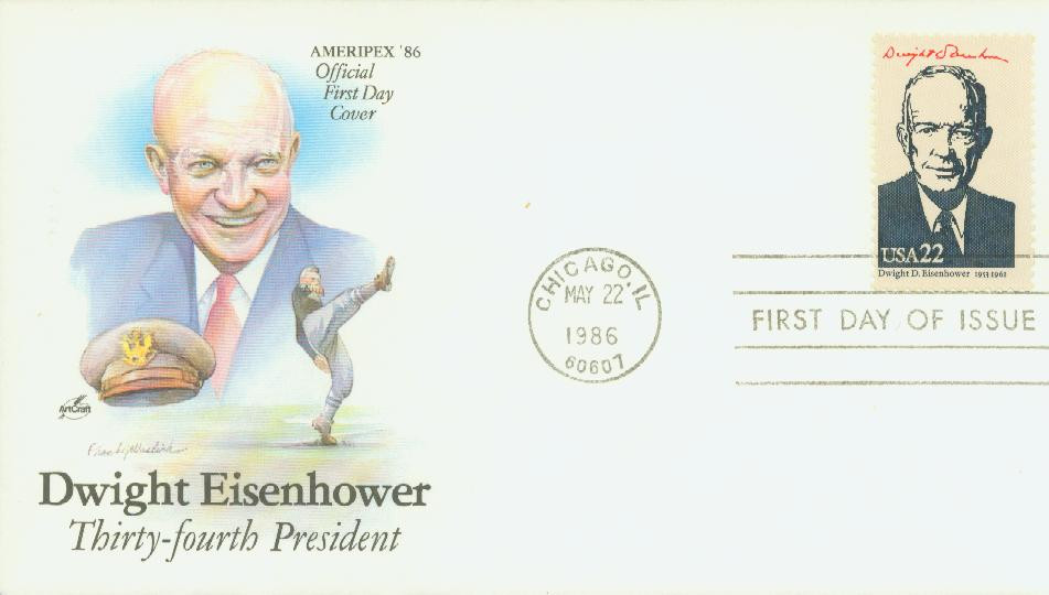 2219g - 1986 22c AMERIPEX '86: Dwight D. Eisenhower - Mystic Stamp 2219g - 1986 22c AMERIPEX '86: Dwight D. Eisenhower - Mystic Stamp